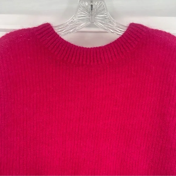 ALC Mohair Wool Blend Hot Pink Pullover Crew Neck Designer Knit Sweater XS - Picture 5 of 9